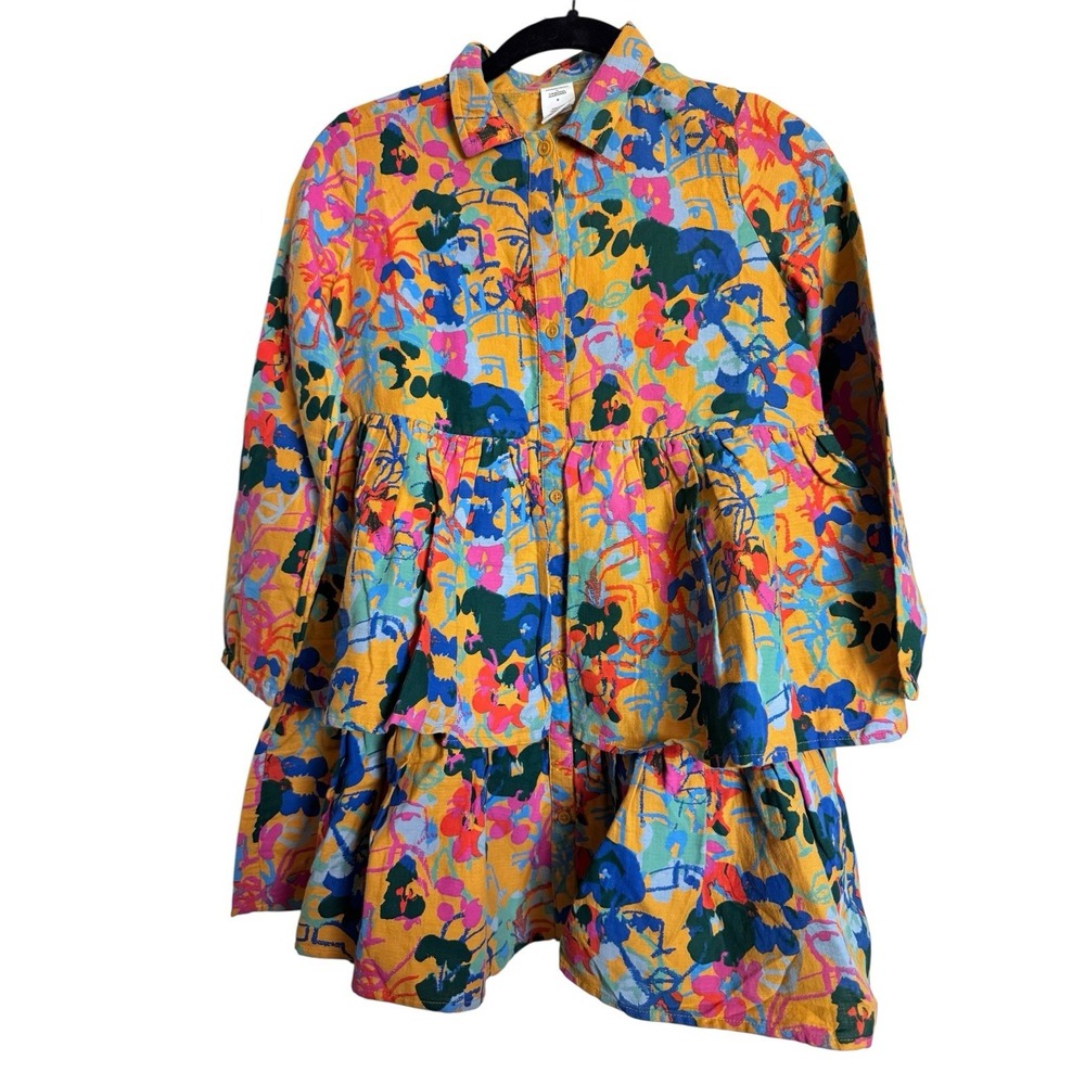 Nordstrom by Cristina Martinez Girls Floral Tiered Cotton Dress Boho Art Print 8